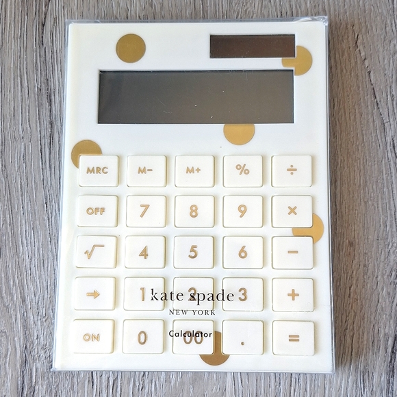 ♠️ Kate Spade New York solar office desk calculator. Gold Dot. New! - Picture 8 of 8